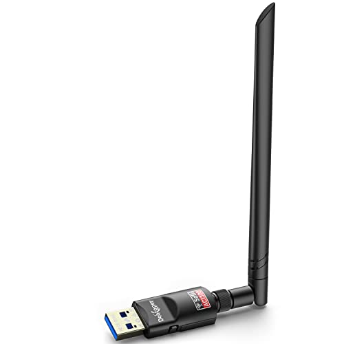 WLAN Stick Adapter, WiFi Stick Adapter mit High-Gain 5dBi Antennen AC1300 (bis zu 867 Mbit/s auf 5GHz und 400 Mbit/s auf 2,4GHz, USB WiFi Stick Kompatibel mit Windows 10/8.1/8/7/XP und Mac OS X)