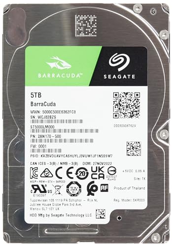 Seagate Barracuda 5TB interne Festplatte HDD, 2.5 Zoll, 5400 U/Min, 128 MB Cache, SATA 6GB/s, silber, Modellnr.: ST5000LM000