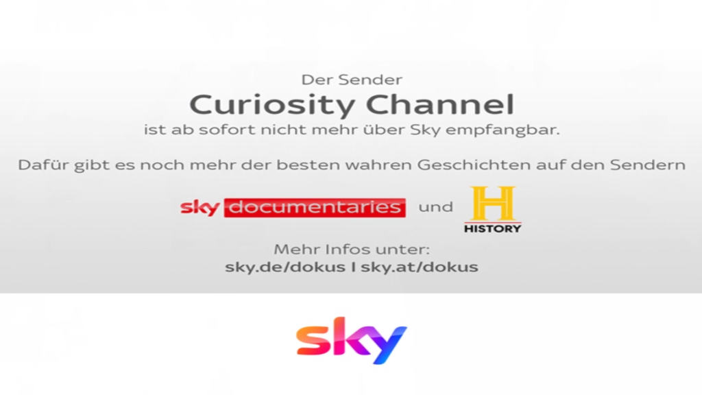 Meldung von Sky auf dem Curiosity Channel